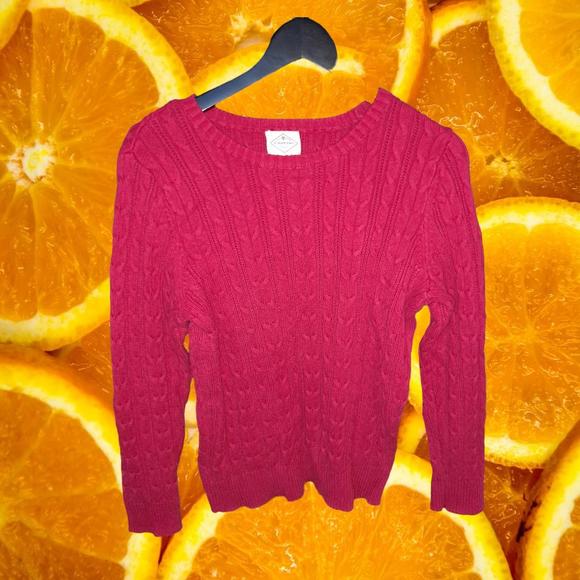 St. John's Bay Sweaters - St Johns Bay Red Cable Knit‎ Sweater Size PL